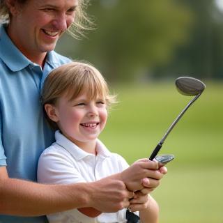 Bambino che impara il golf